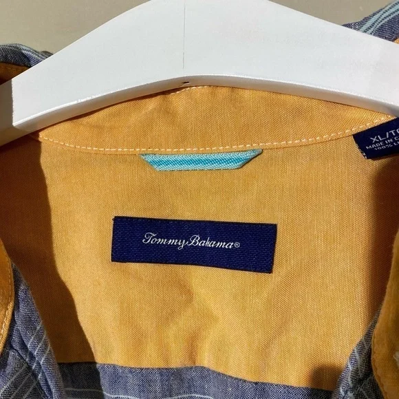 Tommy Bahama 100% linen striped blue shirt sleeve shirt, extra large - Picture 2 of 4